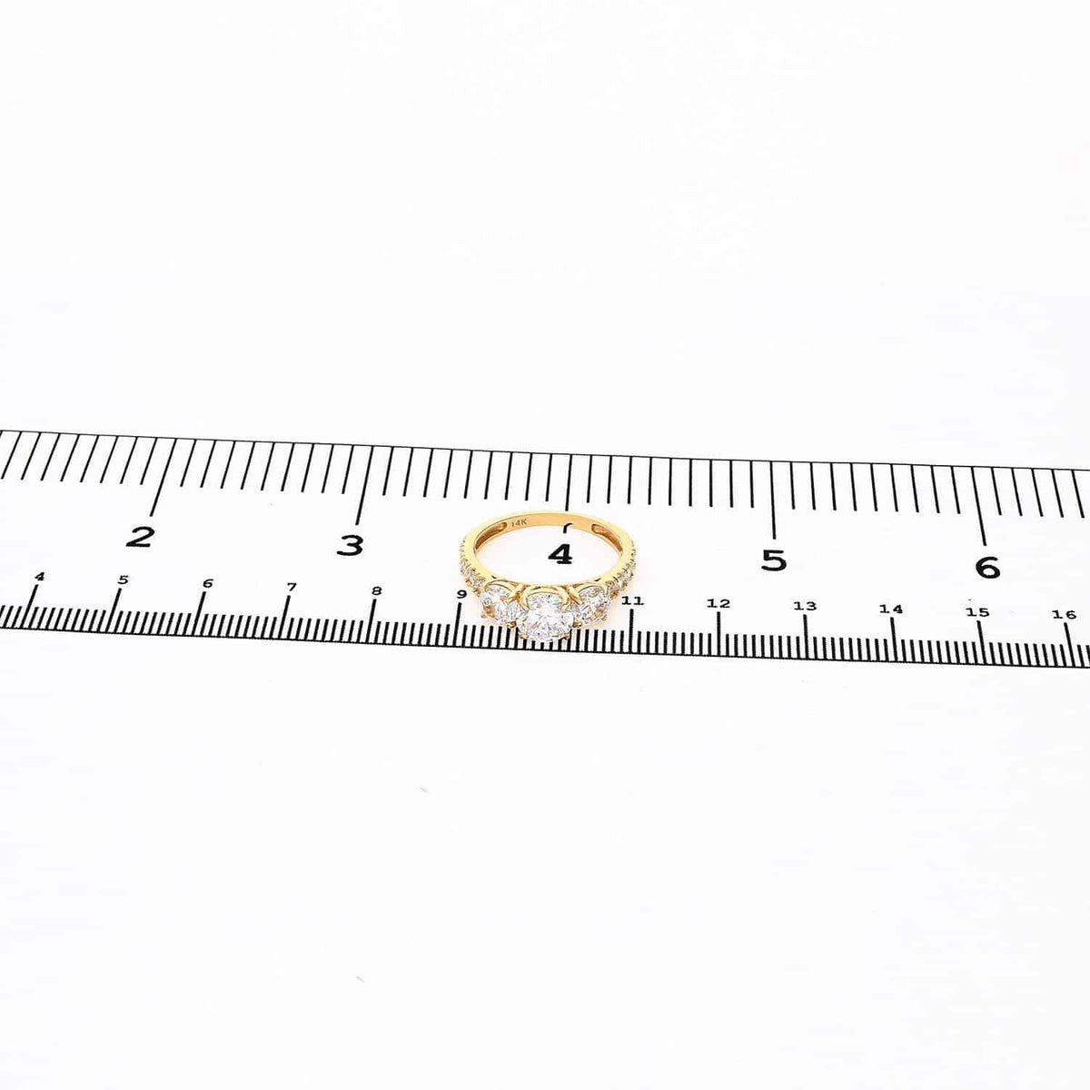 2.50CTW CZ Three Stone 14K Yellow Gold Engagement Ring