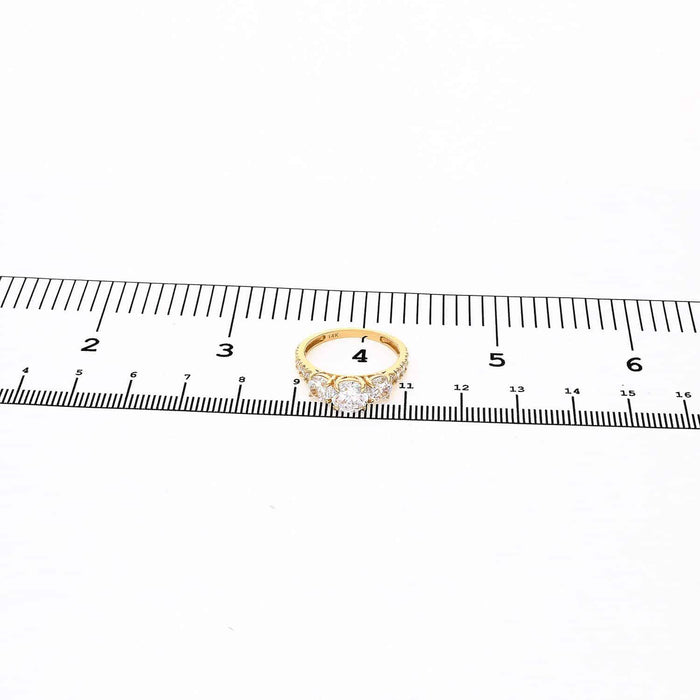 2.50CTW CZ Three Stone 14K Yellow Gold Engagement Ring