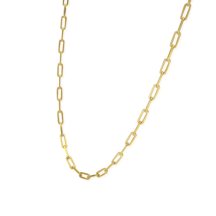 Yellow Gold Over Sterling Silver 3mm Paperclip Elongated Chain (Solid Links) 16"-24"