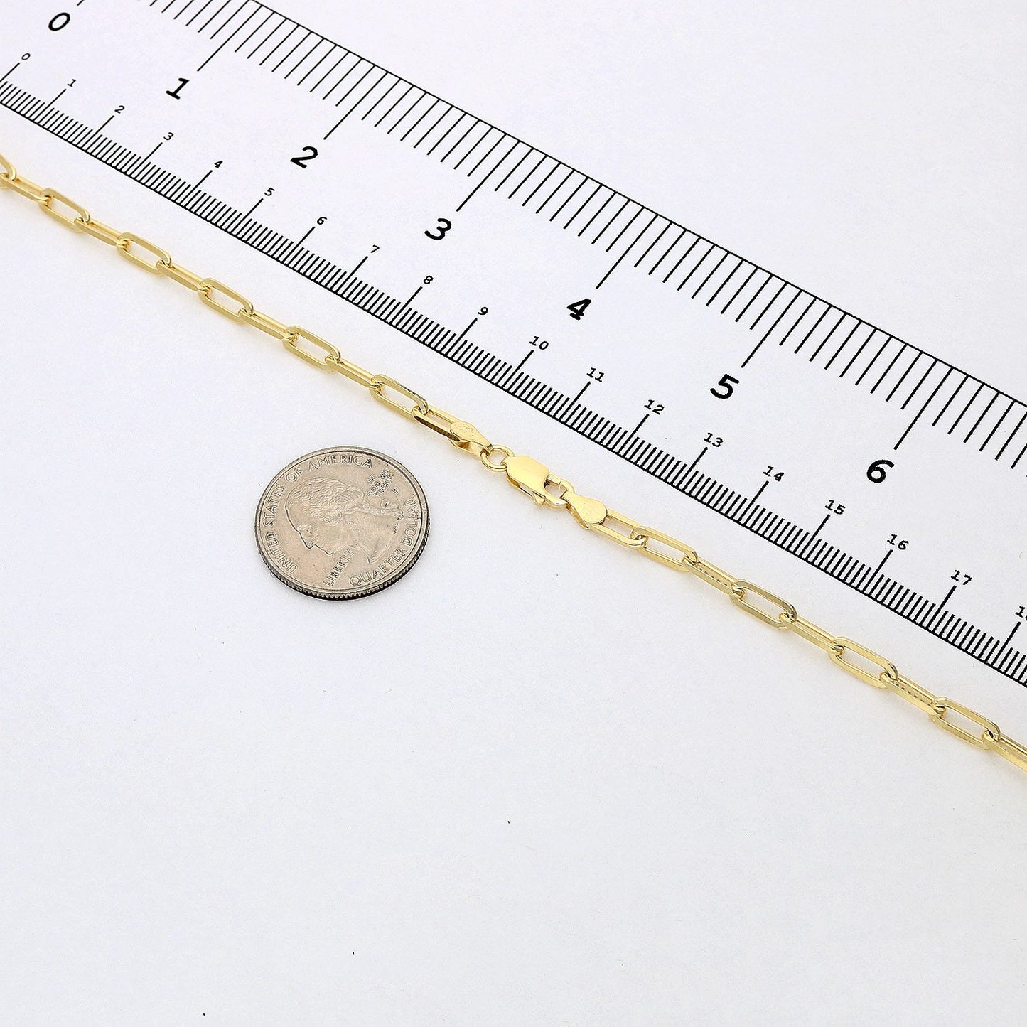 Yellow Gold Over 925 Silver 4mm Paperclip Elongated  Chain Necklace 16"-24"