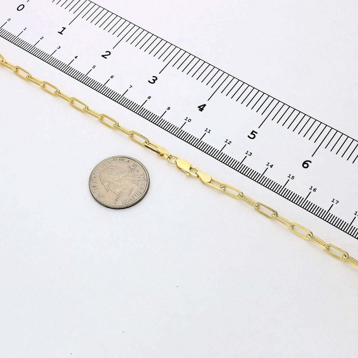 Yellow Gold Over Sterling Silver 4mm Paperclip Elongated Chain (Solid Links) 16"-24"