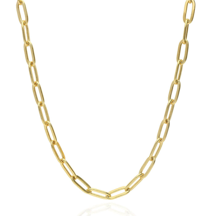 Yellow Gold Over Sterling Silver 6mm Paperclip Elongated Chain (Solid Links) 16"-24"