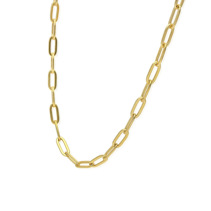 Yellow Gold Over Sterling Silver 6mm Paperclip Elongated Chain (Solid Links) 16"-24"