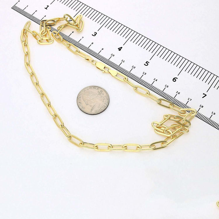 Yellow Gold Over Sterling Silver 6mm Paperclip Elongated Chain (Solid Links) 16"-24"