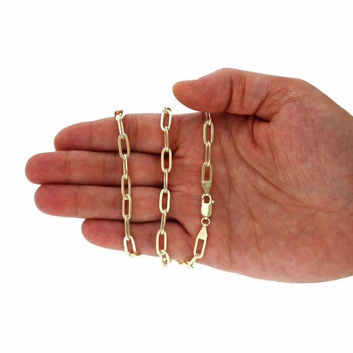 Yellow Gold Over Sterling Silver 6mm Paperclip Elongated Chain (Solid Links) 16"-24"