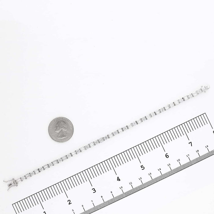 10.25CT CZ White Gold Over Sterling Silver Round Baguette Tennis Bracelet 7"-8"