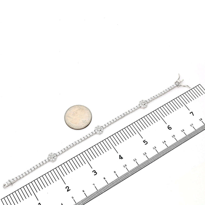 Sterling Silver Emerald Ruby Sapphire Tourmaline Zircon Flower Tennis Bracelet 7"