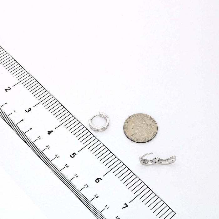 1.5Ct CZ Princess-Cut White Gold Over Silver Huggie Hoop Earrings