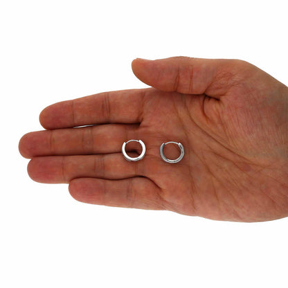 1.5Ct CZ Princess-Cut White Gold Over Silver Huggie Hoop Earrings