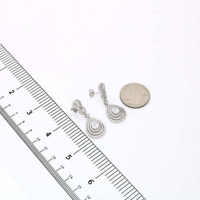 Teardrop Halo White Sapphire Drop 925 Sterling Silver Earrings