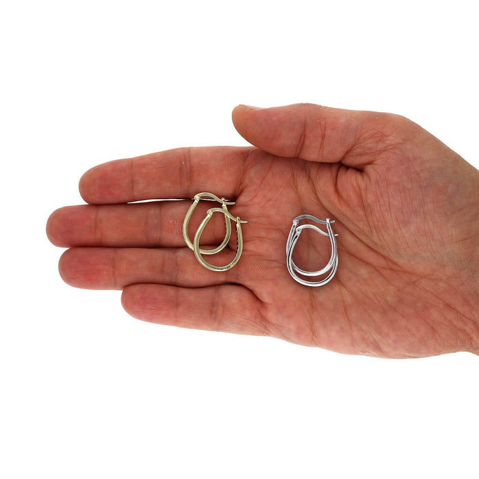 Yellow White Gold Over 925 Silver Channel-Set CZ Hoop Earrings