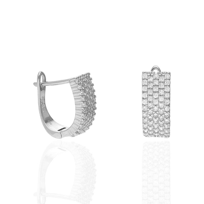 Yellow White Gold Over Sterling Silver Pave CZ Latch Back Earrings