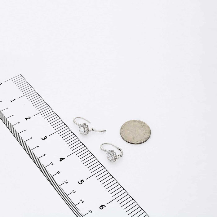 2.65Ct Round CZ French Clip Flower Earrings 925 Sterling Silver