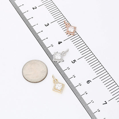 1.80CTW Princes Cut CZ Halo Pendant In 14K Gold
