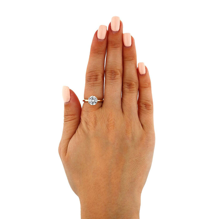 1.75Ct CZ Six-Prong Solitaire Engagement Ring In 14K Yellow Gold