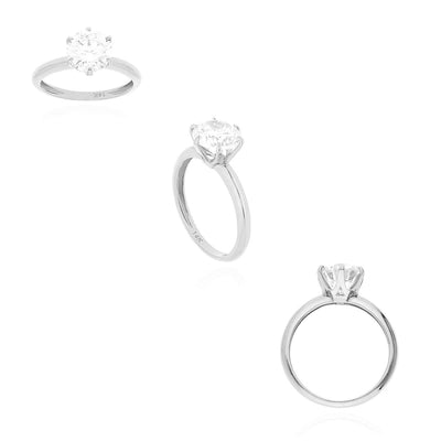 1.75CT CZ 14K Gold White 6-Prong Solitaire Engagement Ring
