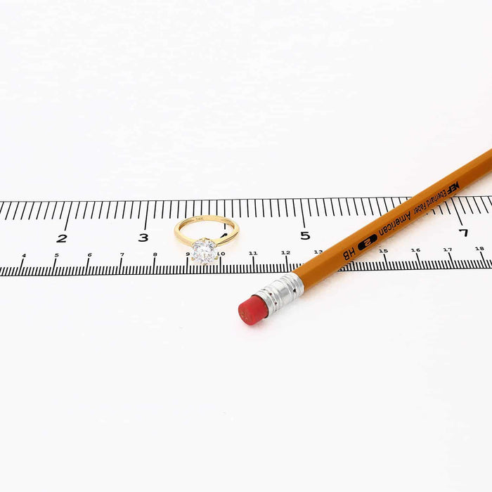 1.75Ct CZ Six-Prong Solitaire Engagement Ring In 14K Yellow Gold