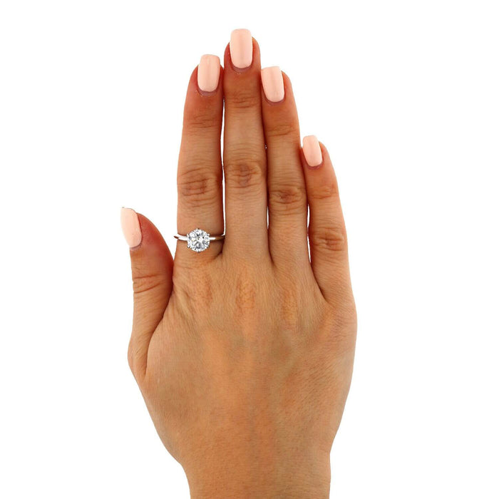 1.75CT CZ 14K Gold White 6-Prong Solitaire Engagement Ring