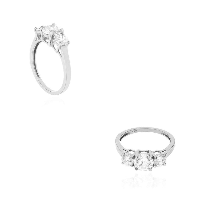 2CTW CZ Three-Stone 14K Gold White Classic Engagement Ring