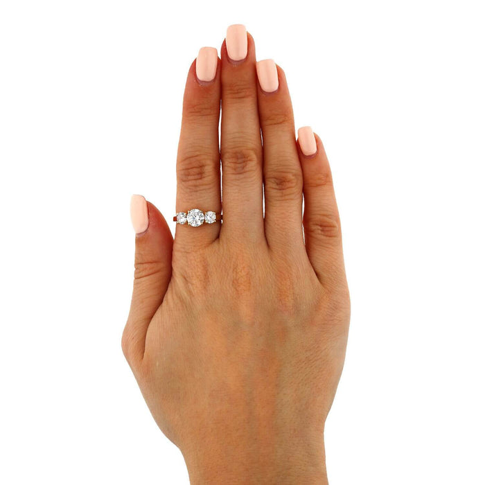 2CTW CZ Three-Stone Classic 14K Yellow Gold Engagement Ring