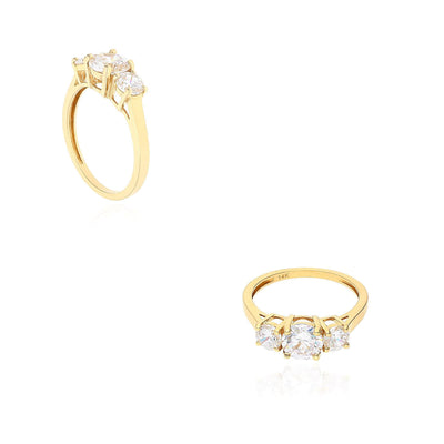 2CTW CZ Three-Stone Classic 14K Yellow Gold Engagement Ring