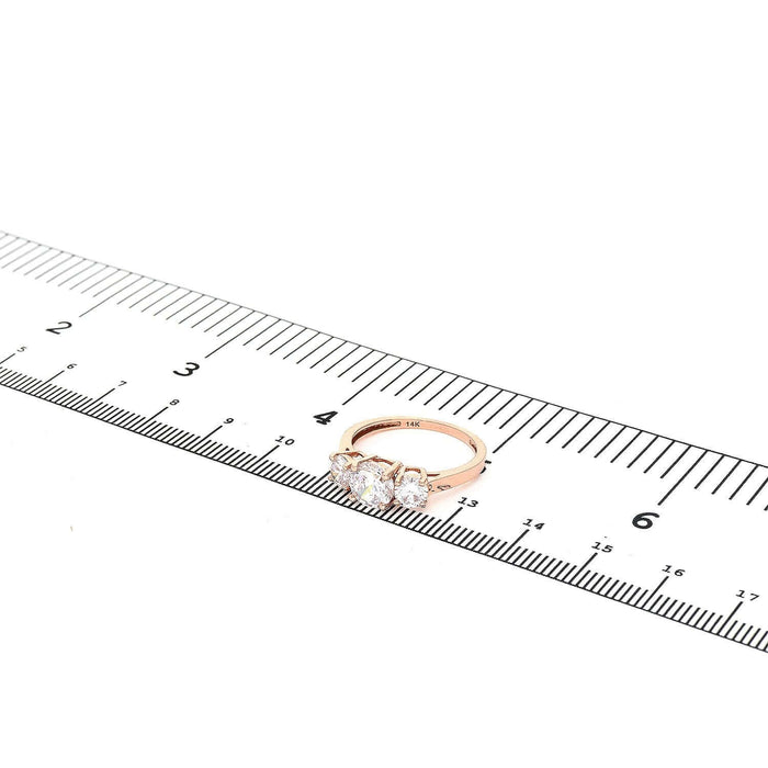 2CTW CZ Three-Stone Classic 14K Rose Gold Engagement Ring