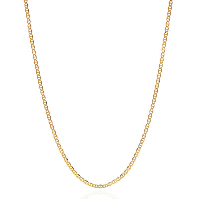 14K Yellow Gold 1.5mm Flat Mariner Chain (Solid Links) 16"-24"