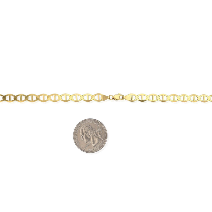 14K Yellow Gold 6mm Flat Mariner Chain (Solid Links) 18"-26"