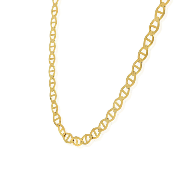 14K Yellow Gold 6mm Flat Mariner Chain (Solid Links) 18"-26"