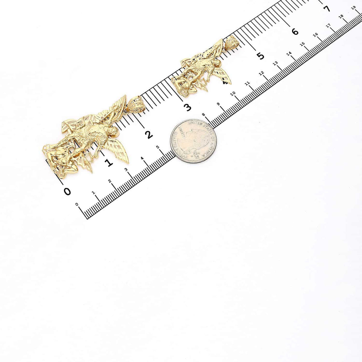 14K Yellow Gold Religious Saint Michael Pendant