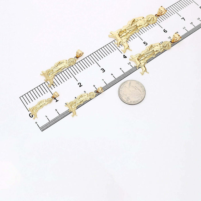 14K Yellow Gold Religious Saint Lazarus Pendant