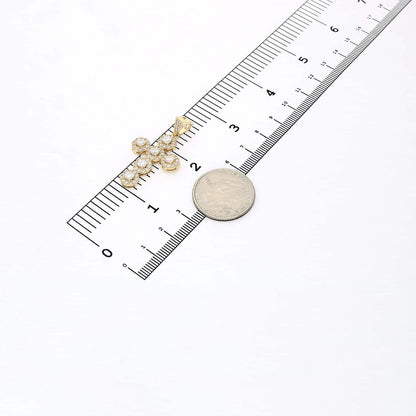 1.65CT CZ Halo Cluster Cross Pendant In 14K Yellow Gold