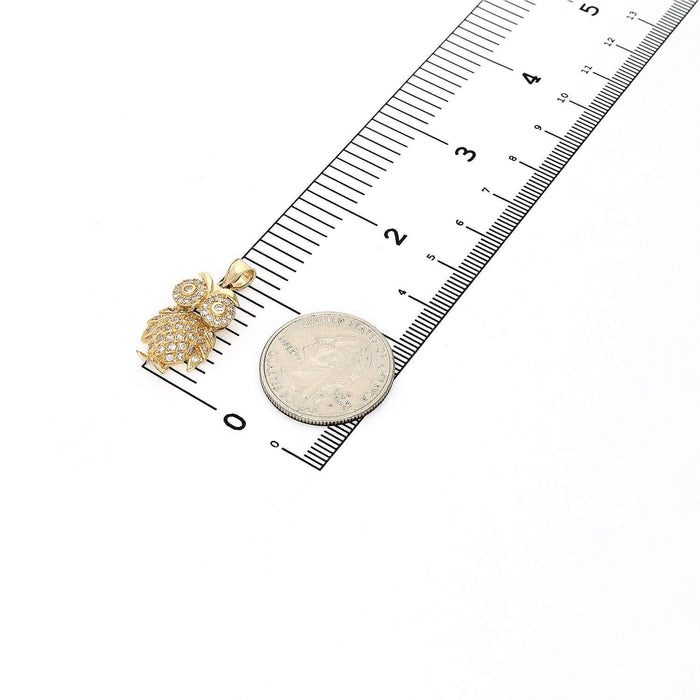 14K Yellow Gold 1.1CT CZ Accent Owl Pendant