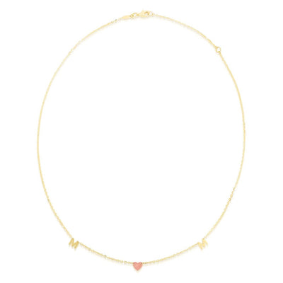 14K Yellow & Rose Gold MOM Heart Necklace (Hollow) Adjustable 16" - 18" - WJD Exclusives