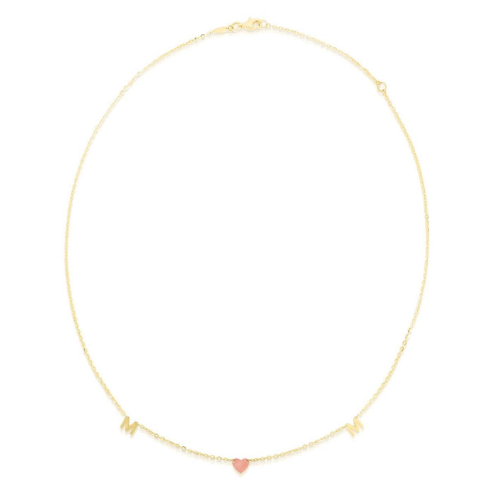 14K Yellow & Rose Gold MOM Heart Necklace (Hollow) Adjustable 16" - 18" - WJD Exclusives