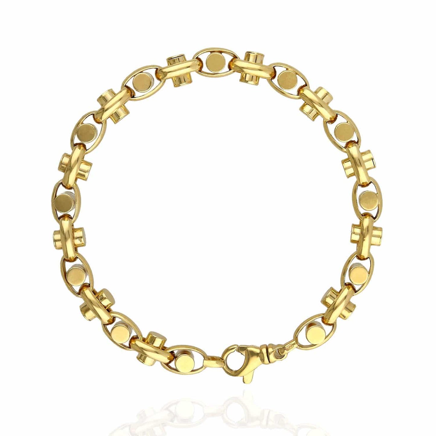 10K Gold Yellow Mens 7mm Fancy Bullet  Bracelet 8.5"