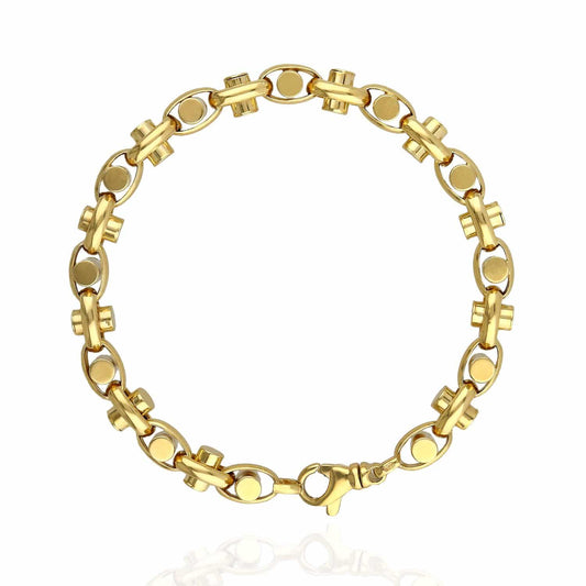 10K Gold Yellow Mens 7mm Fancy Bullet  Bracelet 8.5"