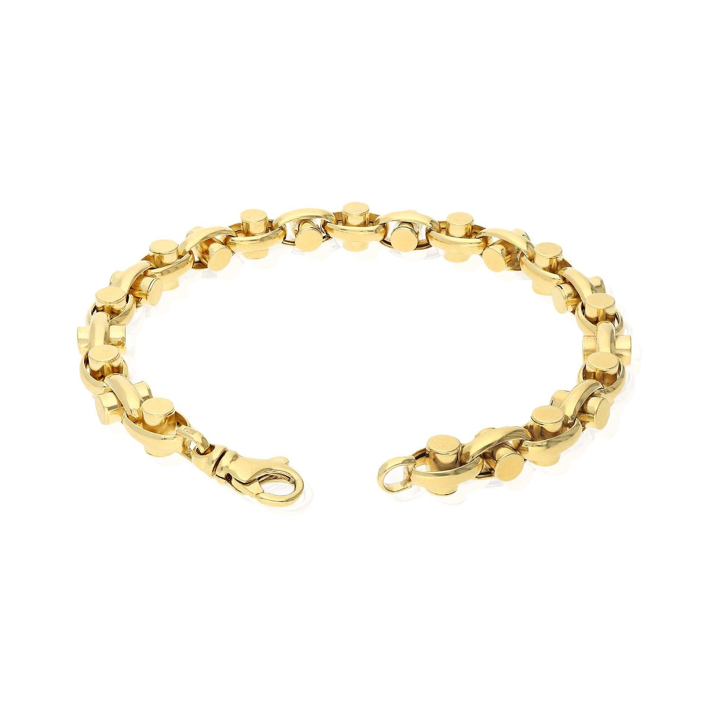 10K Gold Yellow Mens 7mm Fancy Bullet  Bracelet 8.5"
