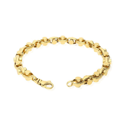 10K Gold Yellow Mens 7mm Fancy Bullet  Bracelet 8.5"