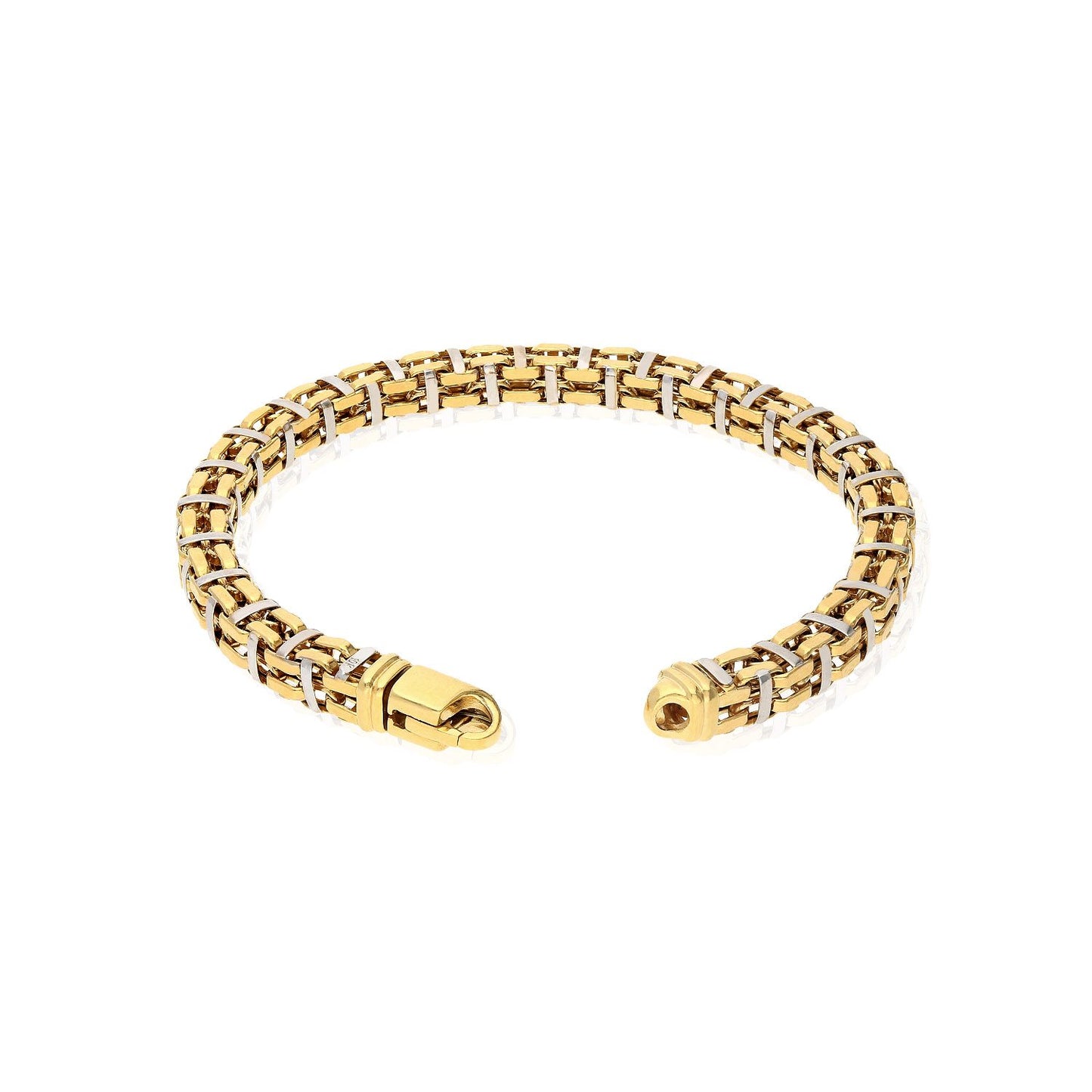 10K Gold Yellow White 6mm Square Bicycle  Bracelet 8.5"