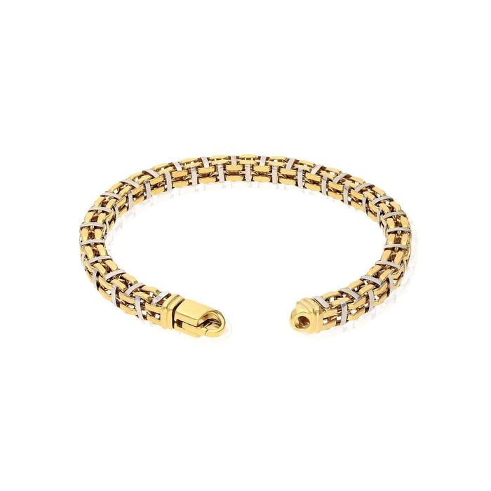 10K Yellow White Gold 6mm Square Bicycle Bracelet (Hollow) 8.5"