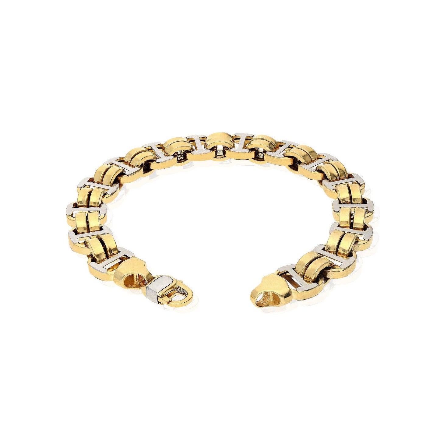 10K Gold Yellow White 11mm Bicycle Men's Bracelet 8.5"