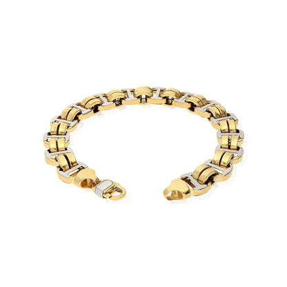 10K Gold Yellow White 11mm Bicycle Men's Bracelet 8.5"