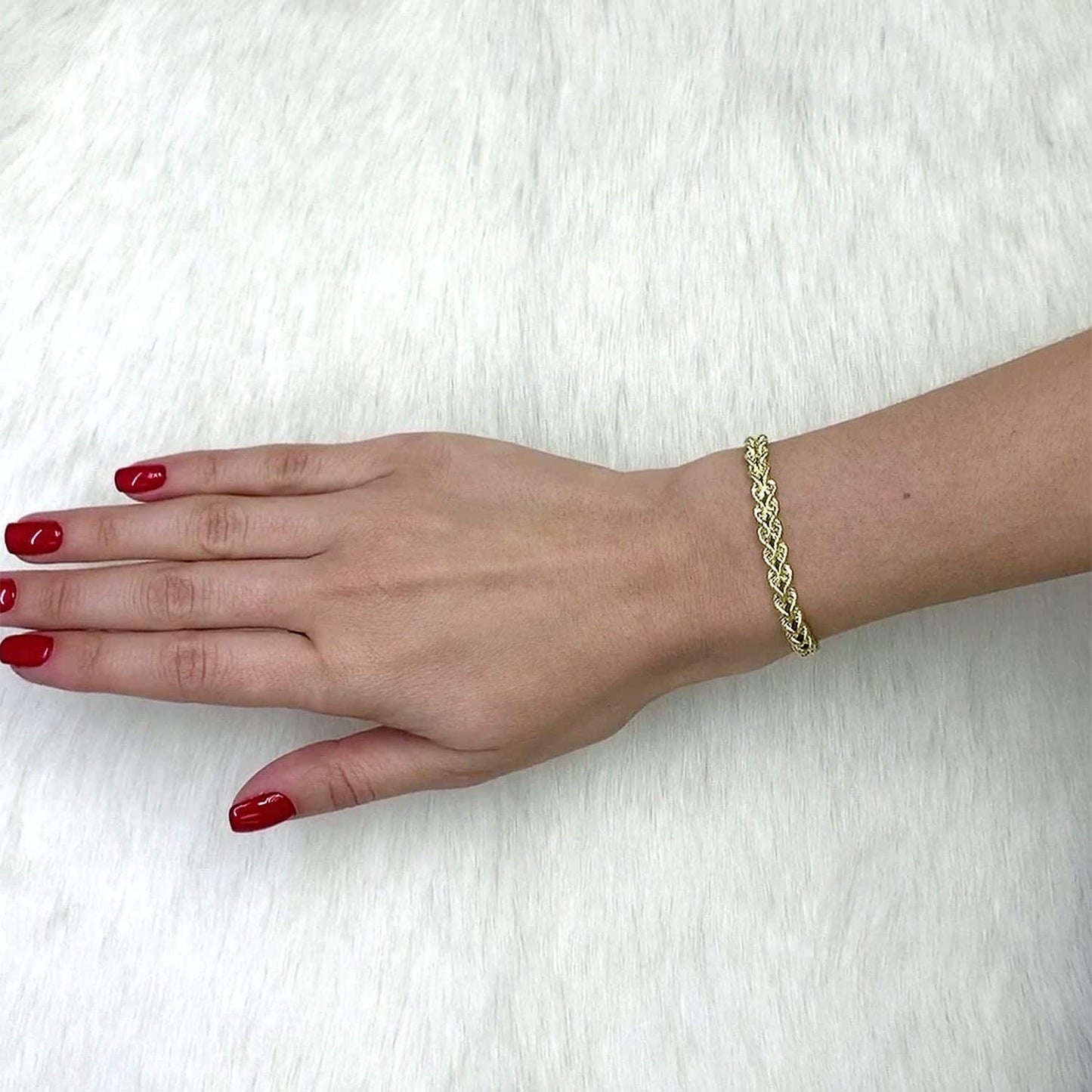 10K Gold Yellow Hollow Double Rope  Bracelet 7.25"