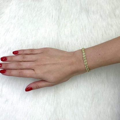 10K Gold Yellow Hollow Double Rope  Bracelet 7.25"