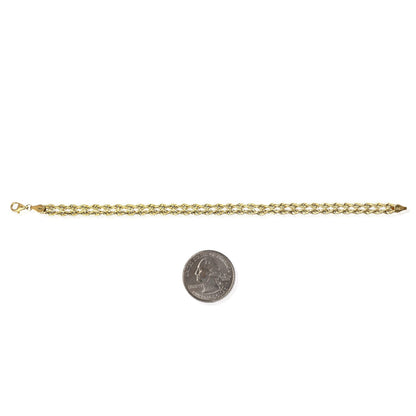 10K Gold Yellow Hollow Double Rope  Bracelet 7.25"