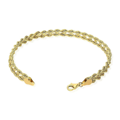 10K Yellow Gold Double Rope Bracelet (Hollow) 7.25"