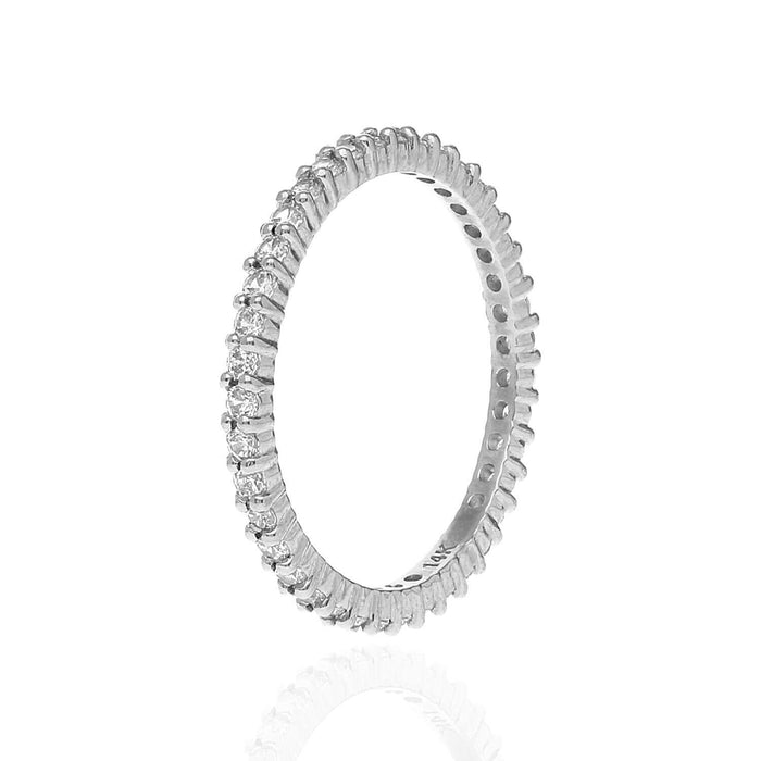 0.35CT CZ 14K Gold White 1.8mm Eternity Band Ring