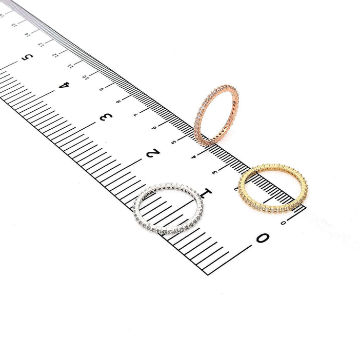 0.35CT CZ 14K Gold White 1.8mm Eternity Band Ring