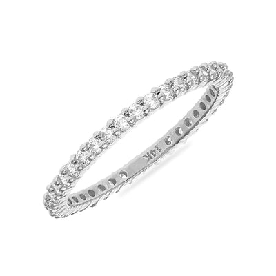 0.35CT CZ 14K Gold White 1.8mm Eternity Band Ring